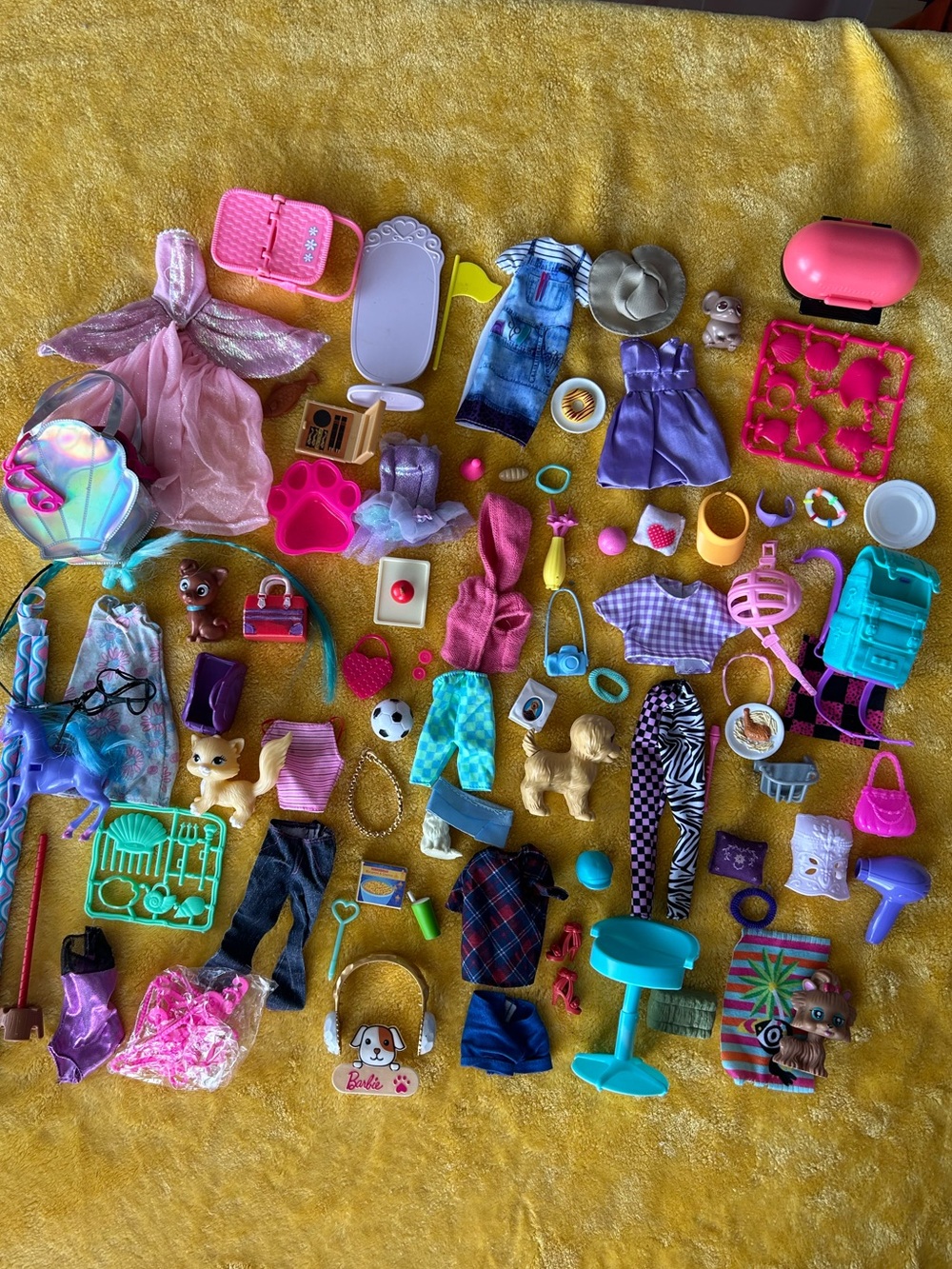 Vintage Barbie other Doll Clothes Pants Shirts Dresses Accessories Lot Of 75+